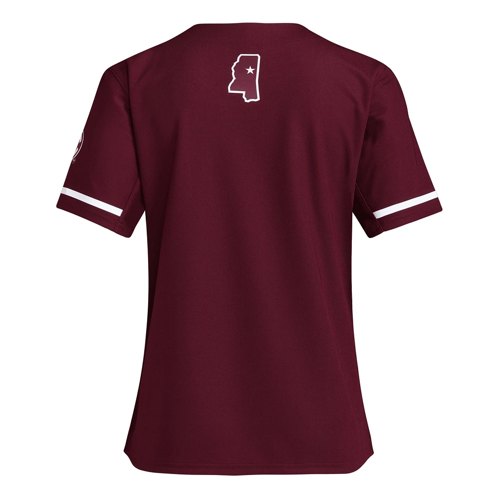 Maillot de softball réplique marron Mississippi State Bulldogs pour femme adidas