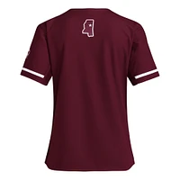 Maillot de softball réplique marron Mississippi State Bulldogs pour femme adidas