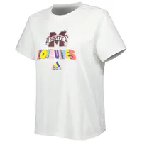 T-shirt adidas Mississippi State Bulldogs Fresh Pride blanc pour femme