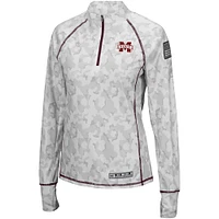 Women's Colosseum Camo Mississippi State Bulldogs OHT Military Appreciation Officer Arctic Lightweight Quarter-Zip Top