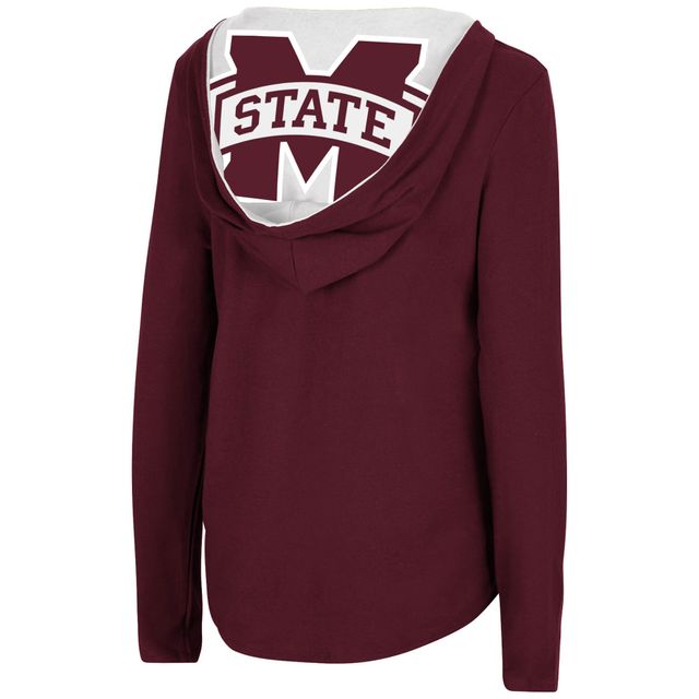 Colosseum Maroon Mississippi State Bulldogs Catalina Sweat à capuche T-shirt manches longues pour femme