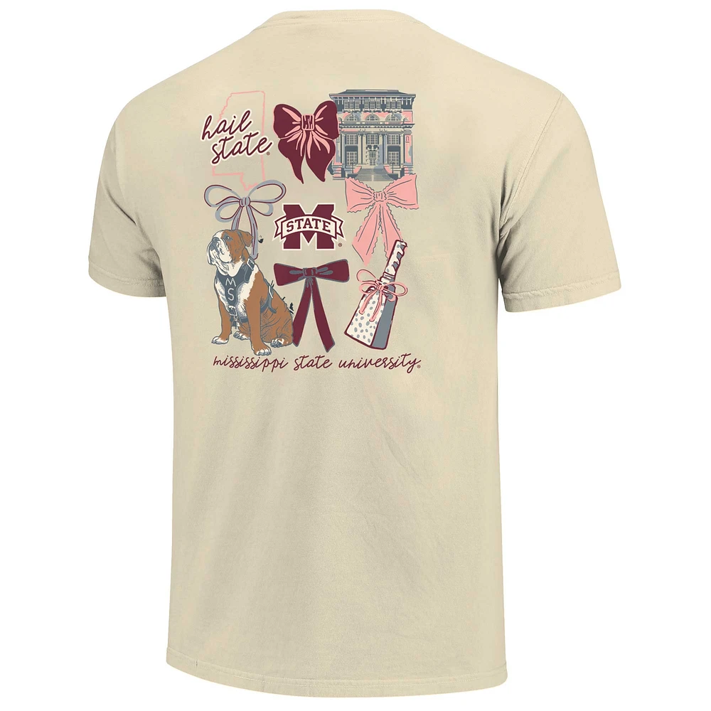 T-shirt Coquette pour femme, couleurs naturelles, motif Mississippi State Bulldogs