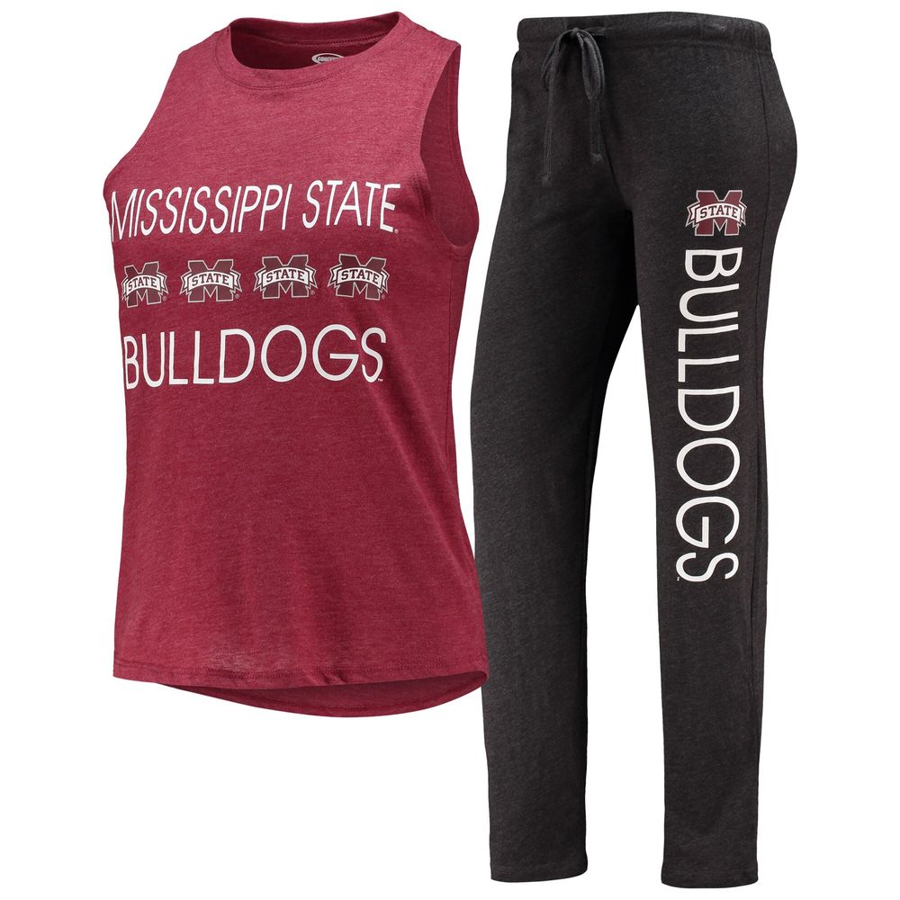 Women's Concepts Sport Black/Maroon Mississippi State Bulldogs Tank Top & Pants Sleep Set