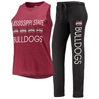 Women's Concepts Sport Black/Maroon Mississippi State Bulldogs Tank Top & Pants Sleep Set