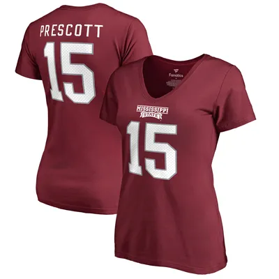 Women's Fanatics Branded Dak Prescott Navy Dallas Cowboys Plus Size Player  Name & Number Logo V-Neck T-Shirt