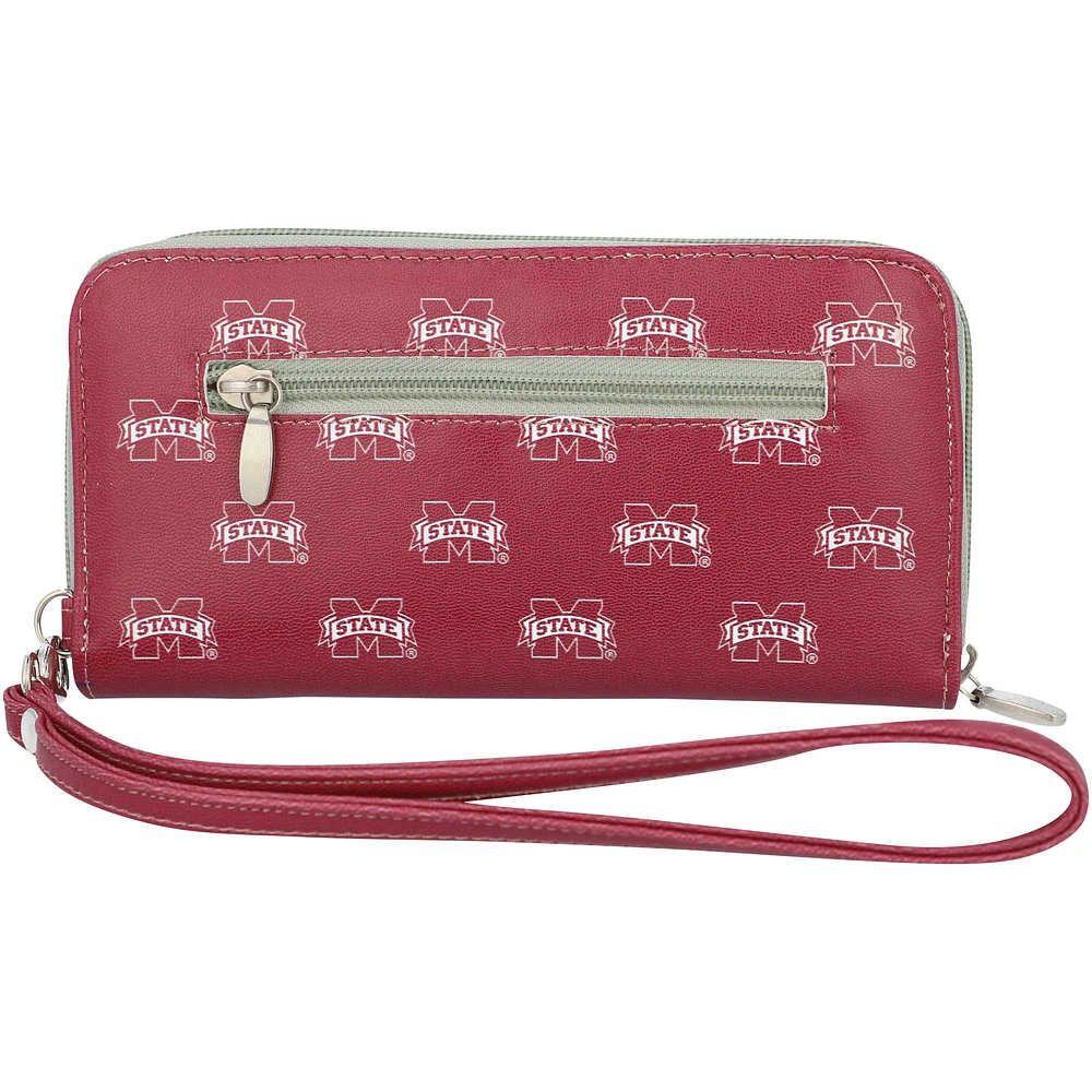 Portefeuille zippé à poignet Mississippi State Bulldogs pour femme