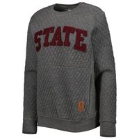 Women's Pressbox Heather Charcoal Mississippi State Bulldogs Moose Quilted Pullover Sweatshirt