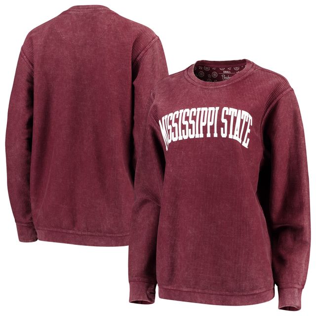 Pressbox pour femme Bordeaux Mississippi State Bulldogs Comfy Cord Vintage Wash Basic Arch Pullover Sweatshirt