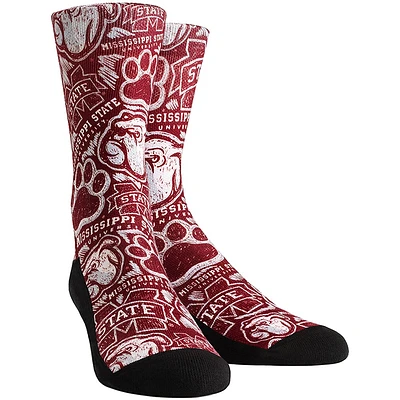 Chaussettes Rock Em pour femmes Mississippi State Bulldogs Logo Sketch Crew Socks