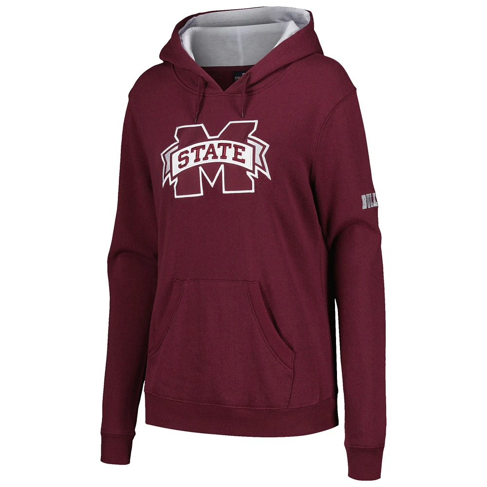 Women's Stadium Athletic Maroon Mississippi State Bulldogs Big Logo Pullover Hoodie