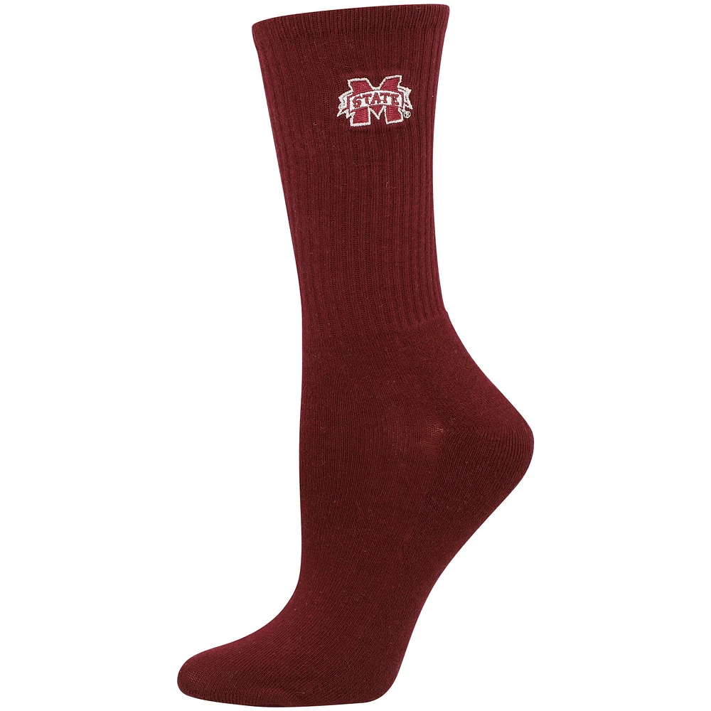 Lot de 2 paires de chaussettes courtes ZooZatz pour femmes Mississippi State Bulldogs, marron/blanc