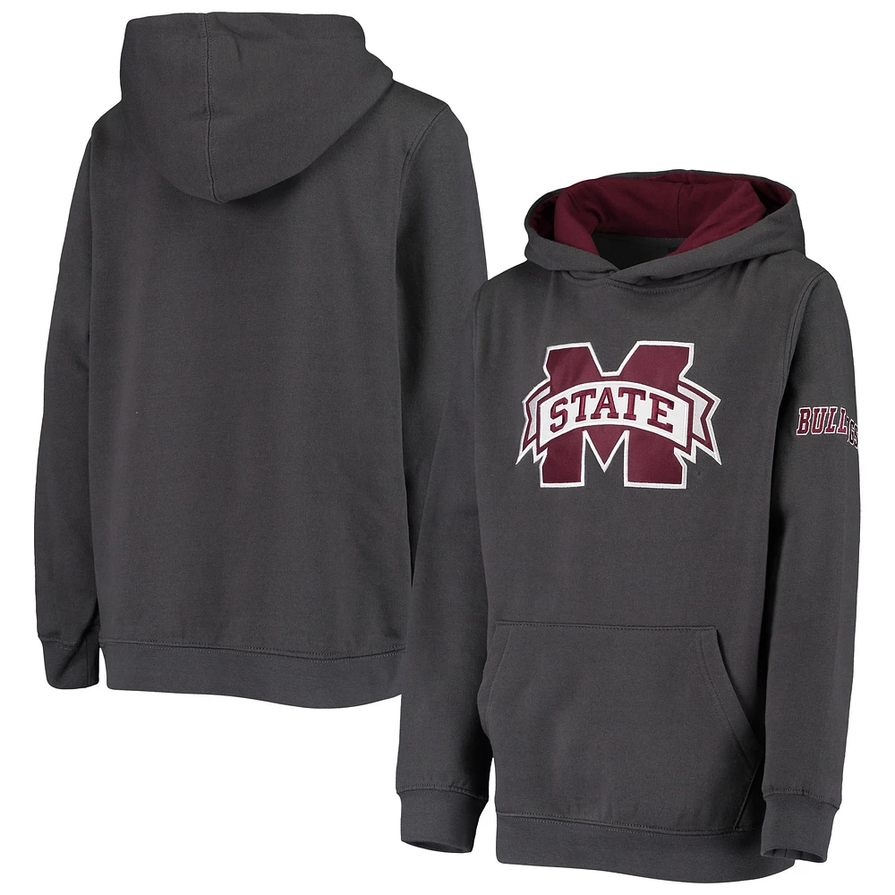 Chandail à capuchon gris anthracite Mississippi State Bulldogs Big Logo pour jeune