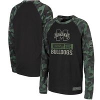 Youth Colosseum Black/Camo Mississippi State Bulldogs OHT Military Appreciation Raglan Long Sleeve T-Shirt