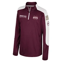 Coupe-vent zippé Cyclone à quart de tour pour jeunes Colosseum Maroon Mississippi State Bulldogs OHT Military Appreciation