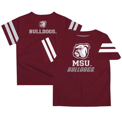 Mississippi State Bulldogs Youth Team Logo Stripes T-Shirt - Maroon