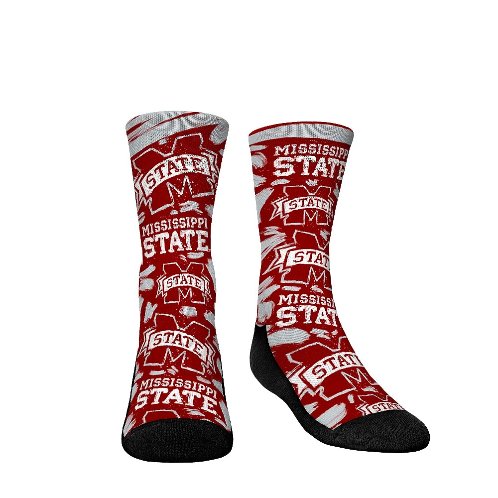 Chaussettes Rock Em pour jeunes Mississippi State Bulldogs Allover Logo & Paint Crew Chaussettes