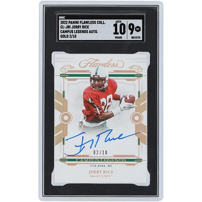 Jerry Rice Mississippi Valley State Delta Devils Autographed 2022 Panini Flawless Campus Legends #CL-JRI #2/10 SGC Authenticated 9/10 Card
