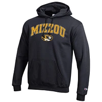 Sweat à capuche noir Champion pour homme avec logo Arch Over des Missouri Tigers