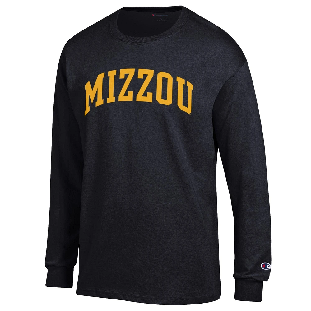 T-shirt à manches longues Basic Arch noir Champion pour homme des Missouri Tigers