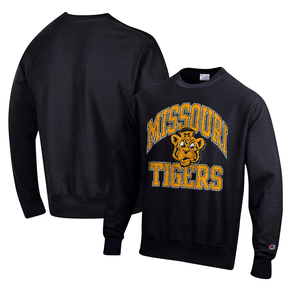 Men's Champion Black Missouri Tigers Vault Late Night Reverse Weave Pullover Sweatshirt