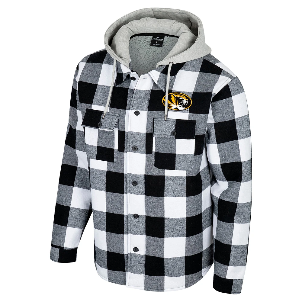 Veste zippée à carreaux Buffalo du Missouri Tigers pour homme Colosseum noir/blanc