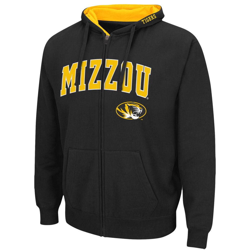 Men's Colosseum Black Missouri Tigers Arch & Logo 3.0 Full-Zip Hoodie