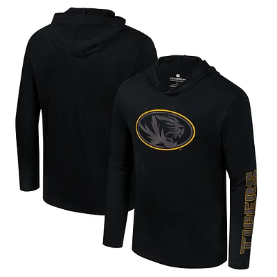 T-shirt à capuche manches longues et Colosseum Black Missouri Tigers Color Pop Active Blend pour hommes