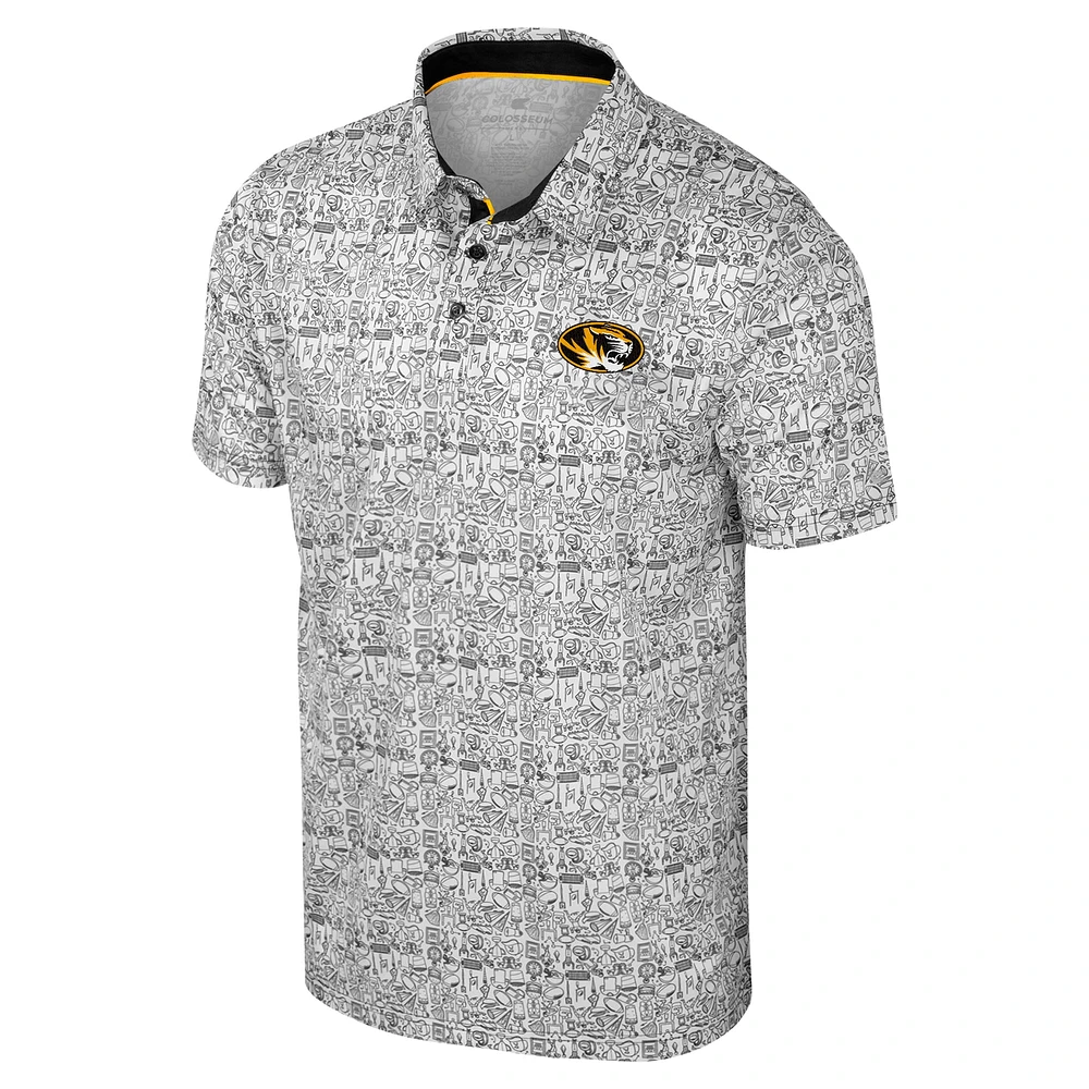 Men's Colosseum Black Missouri Tigers It's Time! Allover Print Polo