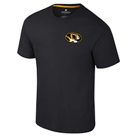 Men's Colosseum Black Missouri Tigers Logo Lockup 2-Hit Active Blend T-Shirt