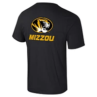 T-shirt Colosseum Black Missouri Tigers Logo Lockup 2-Hit Active Blend pour hommes