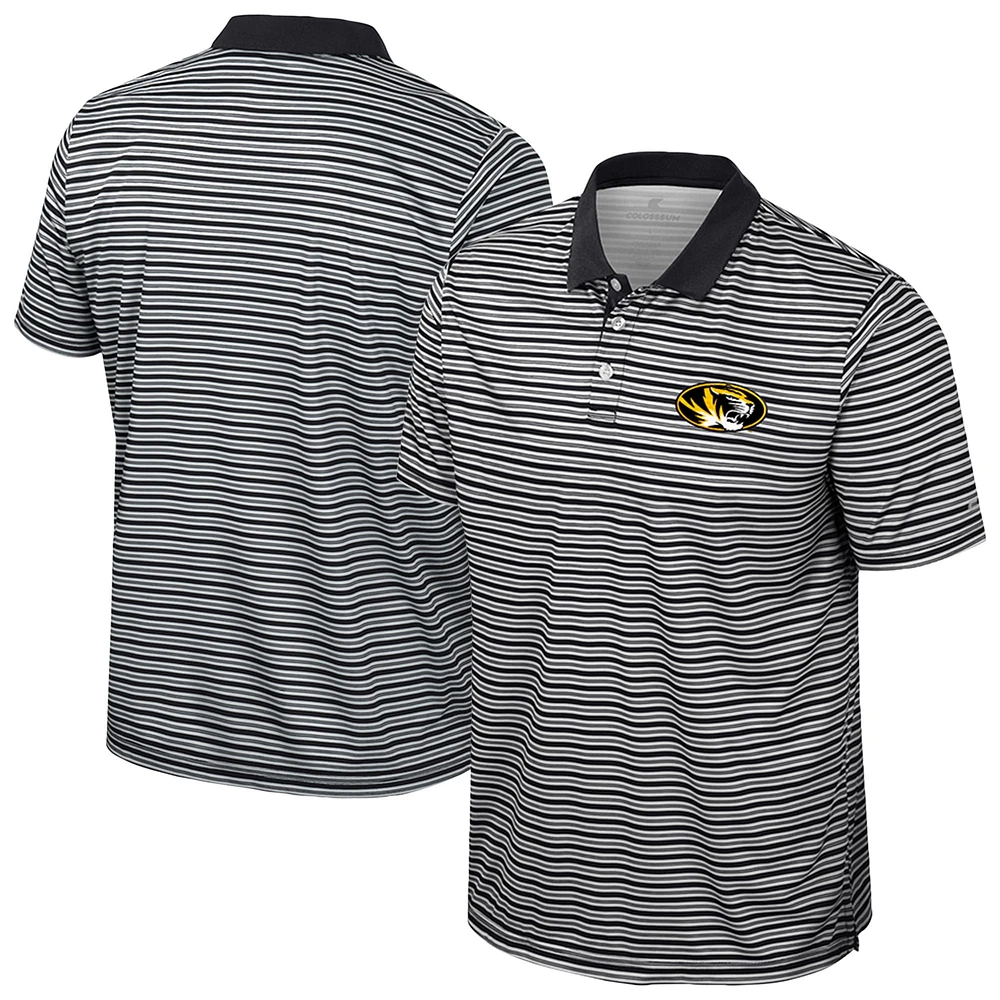 Men's Colosseum Black Missouri Tigers Striped Polo