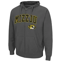 Sweat à capuche entièrement zippé Colosseum Charcoal Missouri Tigers Arch & Logo 3.0 pour homme