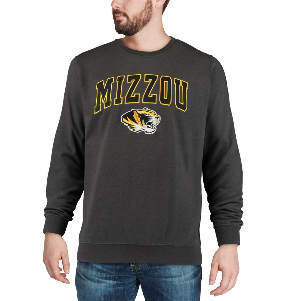 Men's Colosseum Charcoal Missouri Tigers Arch & Logo Crew Neck Sweatshirt