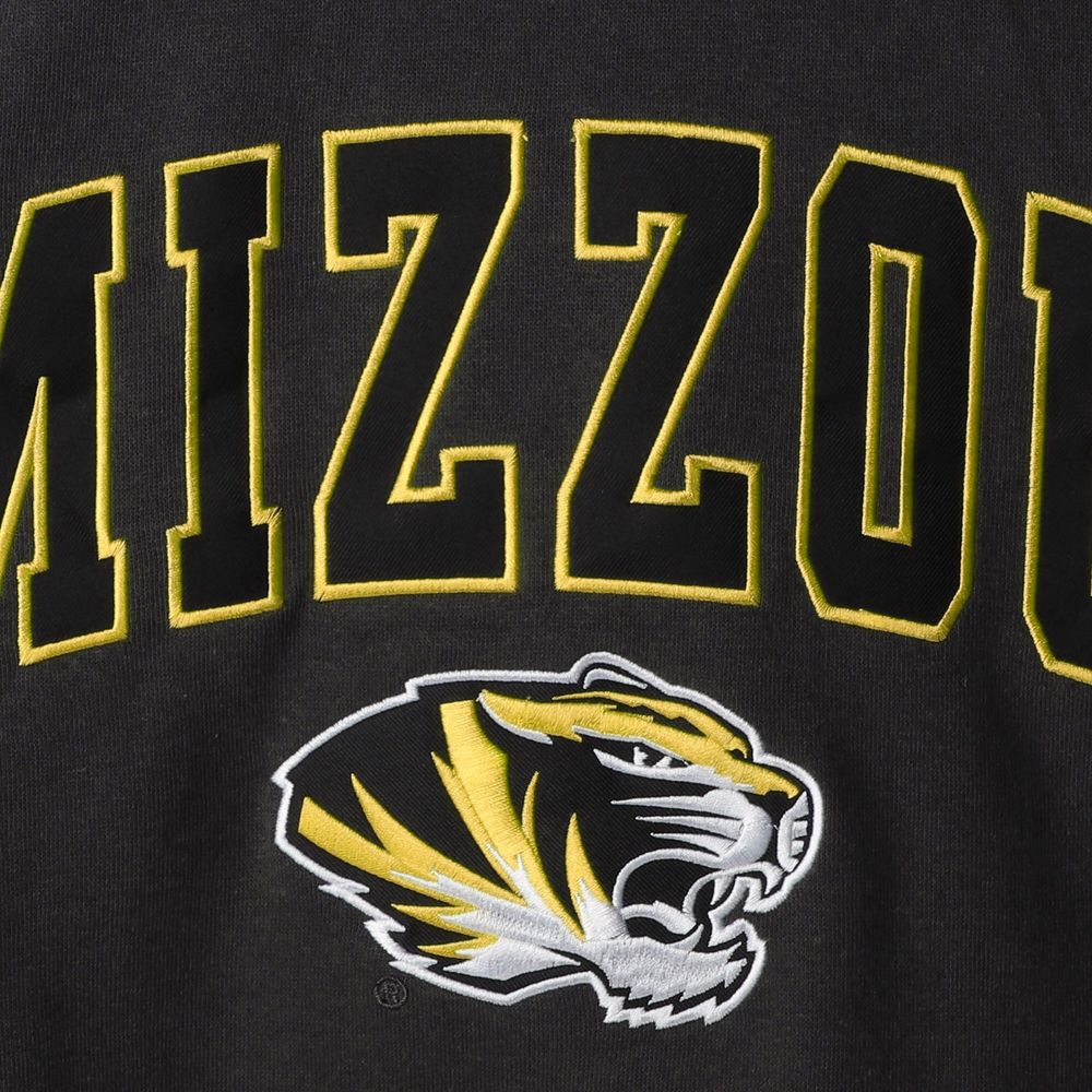 Men's Colosseum Charcoal Missouri Tigers Arch & Logo Crew Neck Sweatshirt