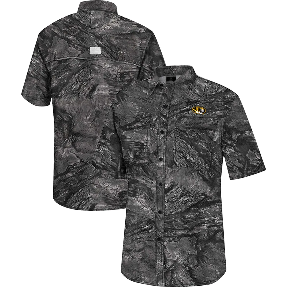 Chemise de pêche Colosseum Charcoal Missouri Tigers Realtree Aspect Charter pour homme