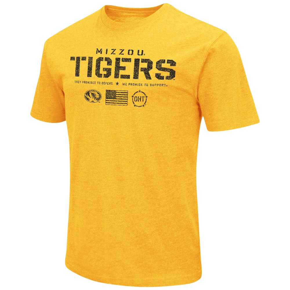 Men's Colosseum Gold Missouri Tigers OHT Military Appreciation Flag 2.0 T-Shirt
