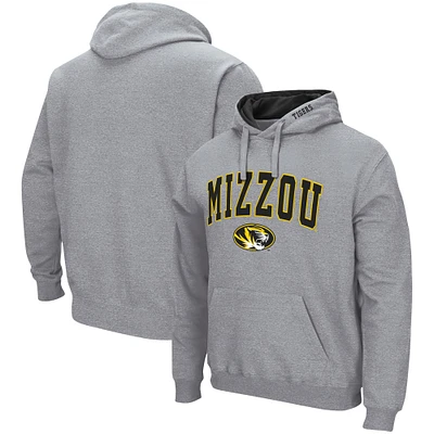 Men's Colosseum Heather Gray Missouri Tigers Arch & Logo 3.0 Pullover Hoodie