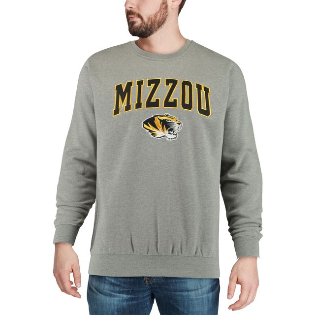 Sweat-shirt Colosseum Heather Grey Missouri Tigers à col rond et logo pour homme