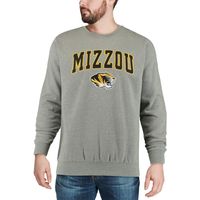 Men's Colosseum Heather Gray Missouri Tigers Arch & Logo Crew Neck Sweatshirt