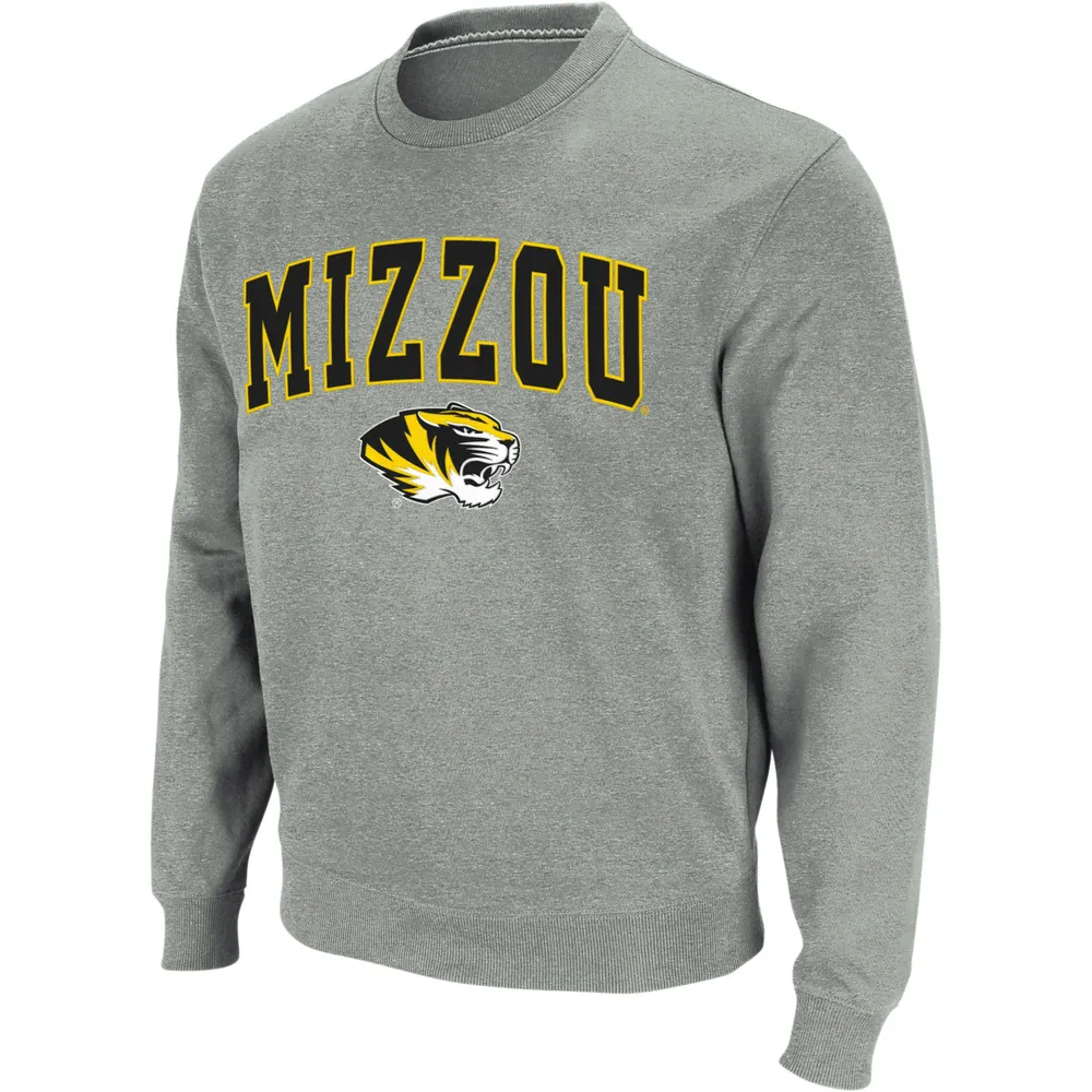 Sweat-shirt Colosseum Heather Grey Missouri Tigers à col rond et logo pour homme