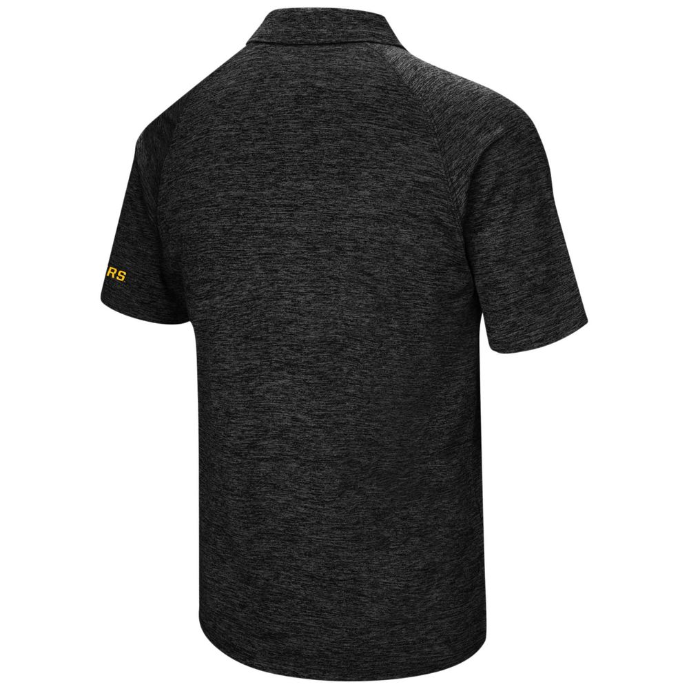 Men's Colosseum Heathered Black Missouri Tigers Down Swing Raglan Polo