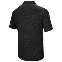 Men's Colosseum Heathered Black Missouri Tigers Down Swing Raglan Polo