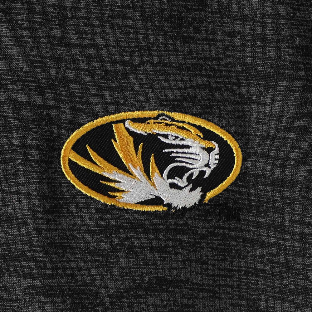 Men's Colosseum Heathered Black Missouri Tigers Down Swing Raglan Polo