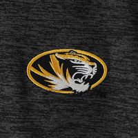 Men's Colosseum Heathered Black Missouri Tigers Down Swing Raglan Polo