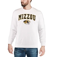 Men's Colosseum White Missouri Tigers Arch & Logo Crew Neck Sweatshirt