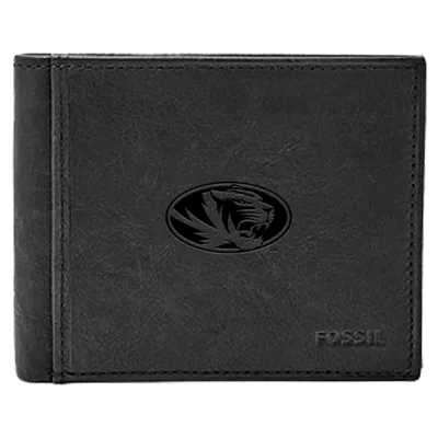 Missouri Tigers Fossil Leather Ingram RFID Flip ID Bifold Wallet - Black