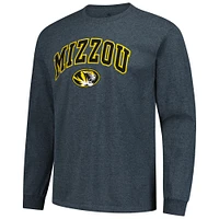 T-shirt basique à manches longues pour homme, couleur anthracite chiné, des Missouri Tigers