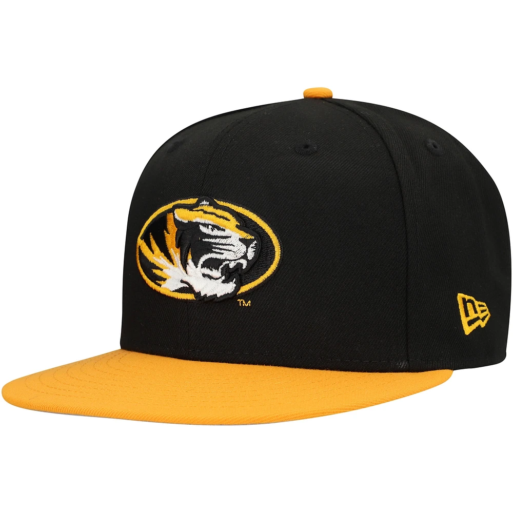 Casquette à visière plate New Era noire/dorée avec logo Missouri Tigers 9FIFTY pour homme