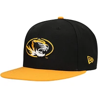 Casquette à visière plate New Era noire/dorée avec logo Missouri Tigers 9FIFTY pour homme