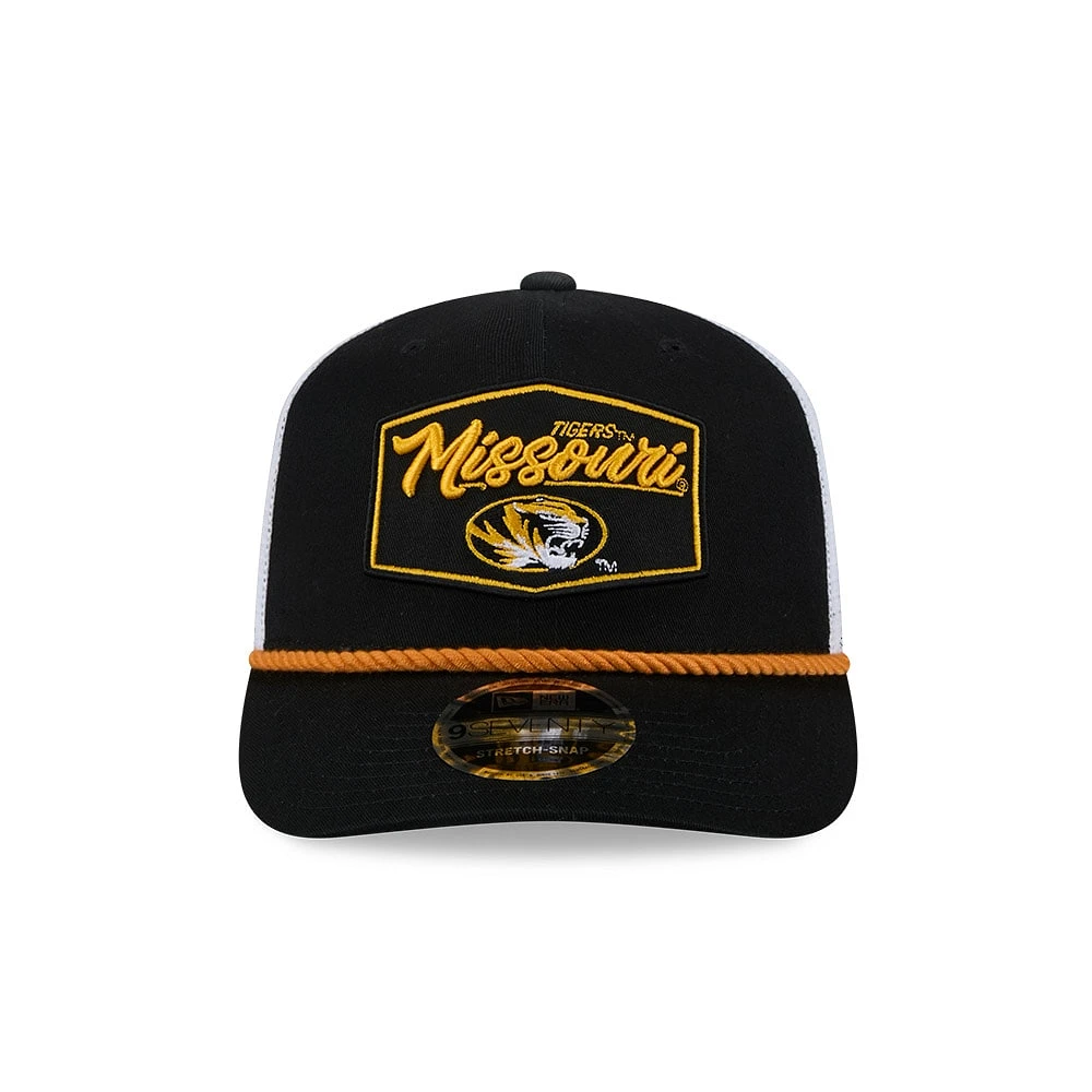 Men's New Era  Black Missouri Tigers 9SEVENTY COOLERA Trucker Stretch-Snap Hat